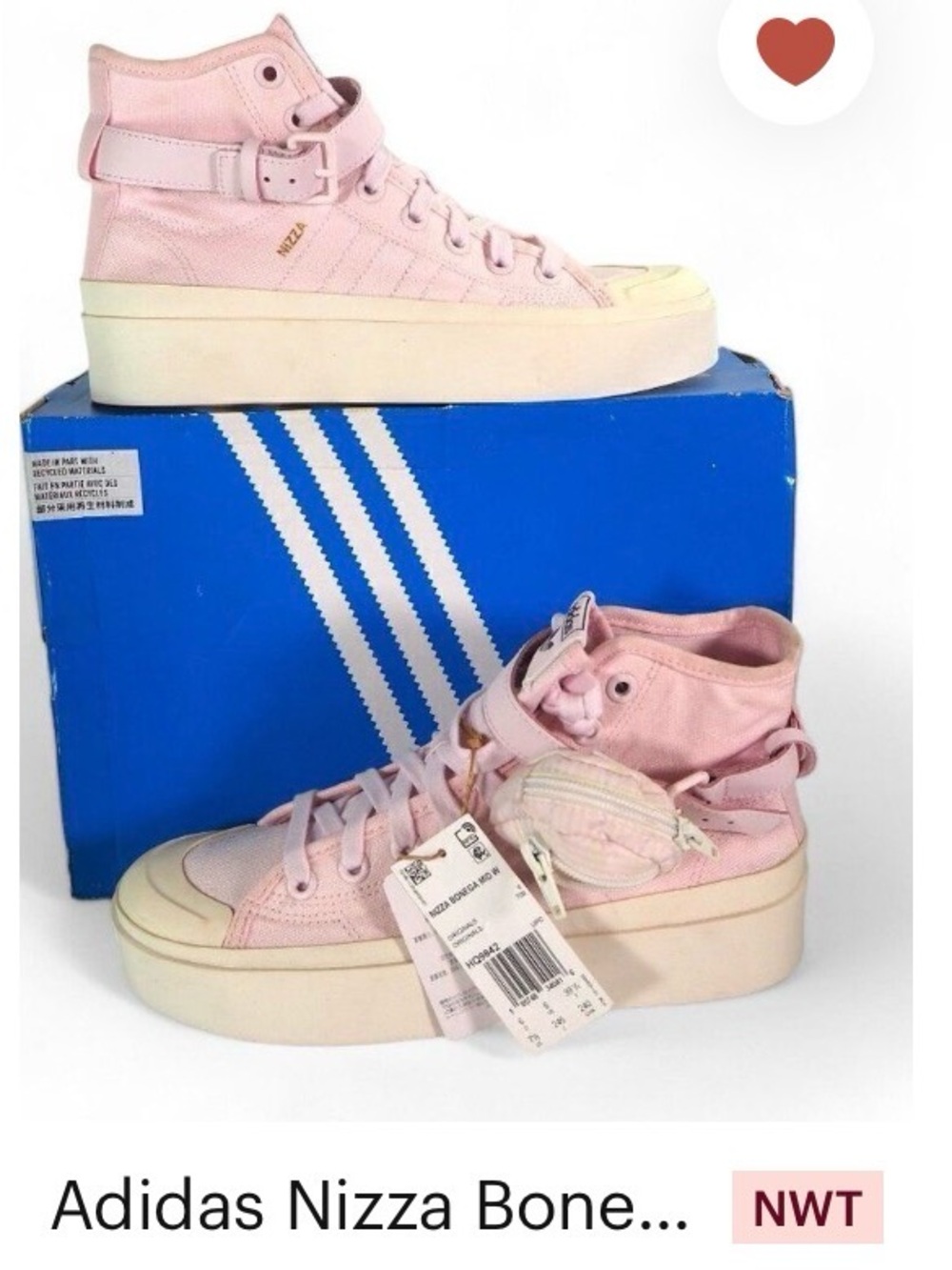 Adidas Nizza High-Top Platform Sneakers in Light Pink